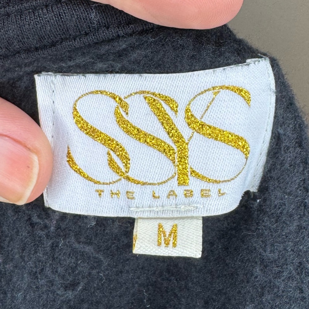 SSYS The Label Embroidered Logo Crewneck Sweatshirt Black Pullover Size M - Picture 2 of 4